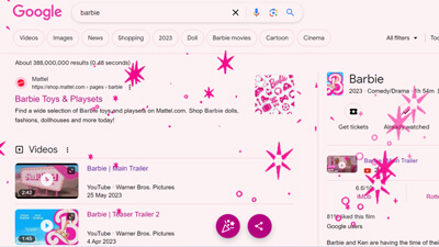 Hiệu ứng Barbie hồng trên Google Tìm kiếm